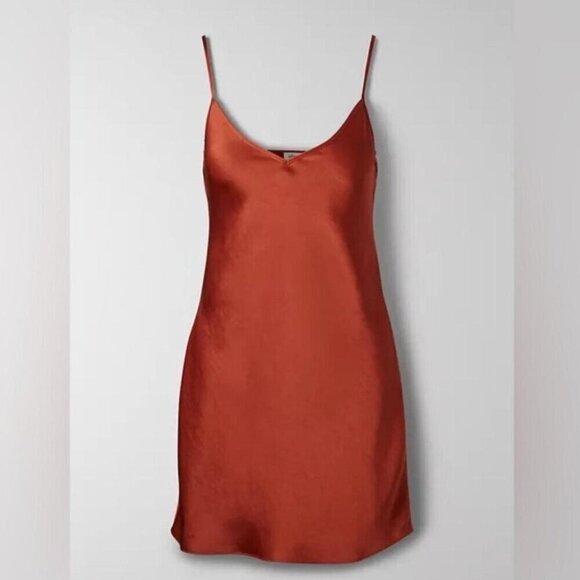 Aritzia Wilfred Mini Only Slip Dress Rustwood Terracotta Size Medium - Picture 1 of 7